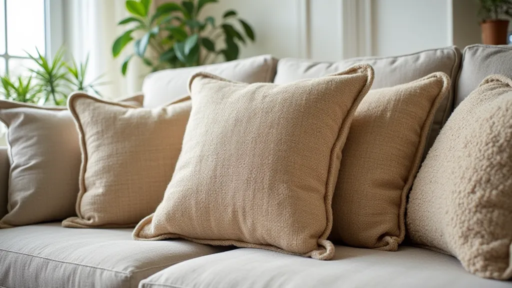 Burlap pillow with ribbon border
