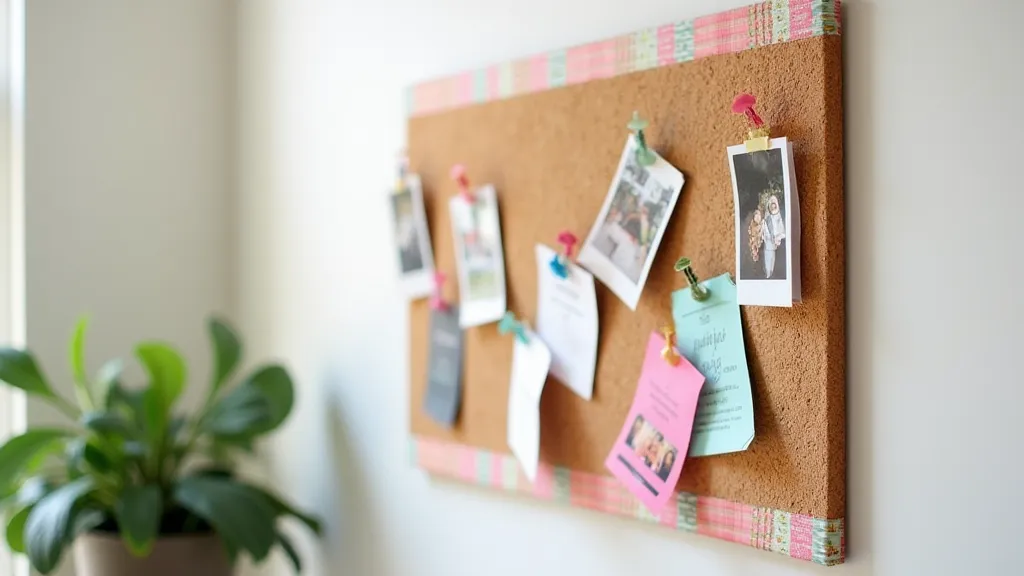 Finished DIY cork board hanging on a wall