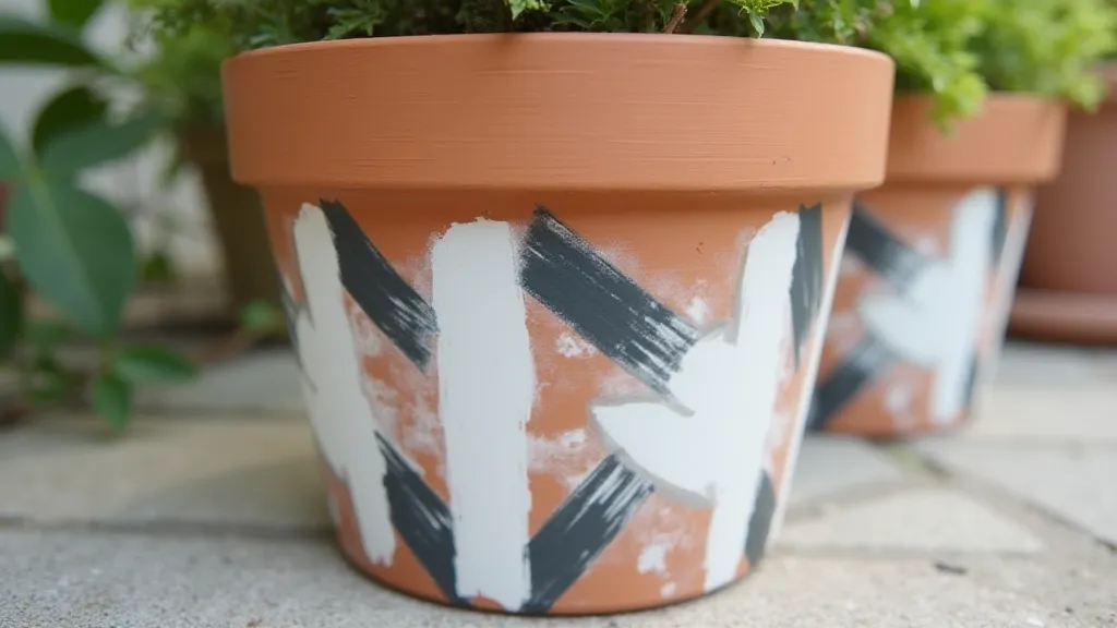 Geometric painted flower pot