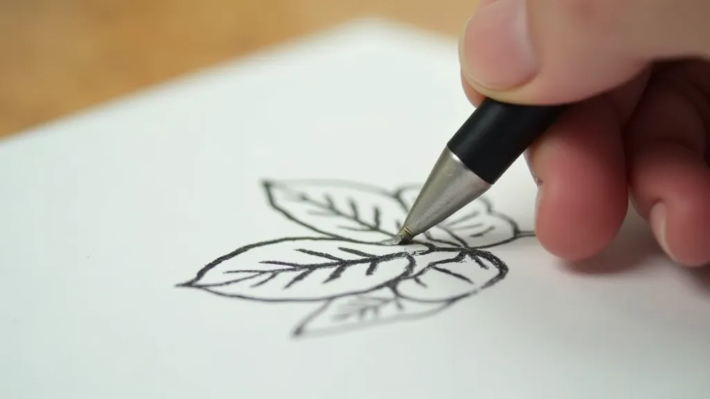 Hand drawing a leaf design