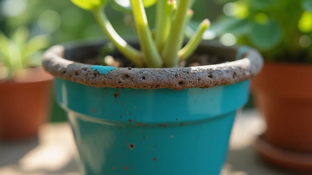Teal painted flower pot