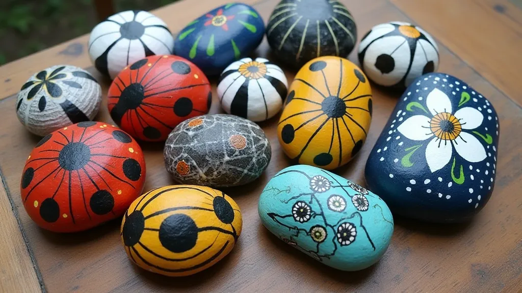 Variety of painted rock designs