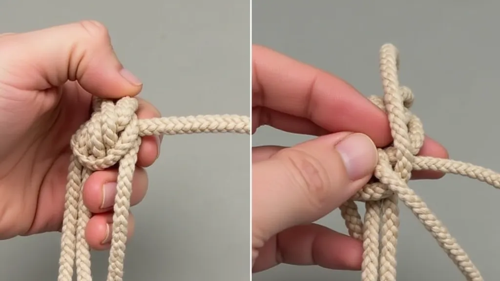 Demonstration of tying a square knot