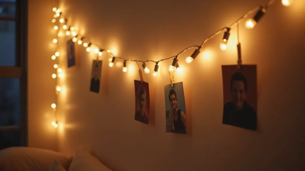 String lights with photos