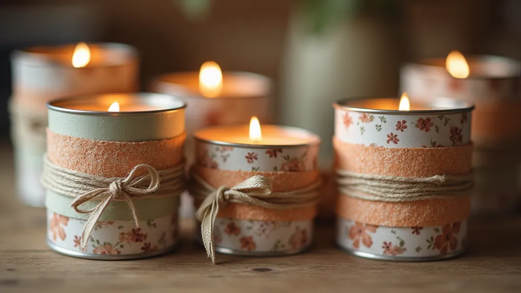 Decorated Tin Can Candle Holders