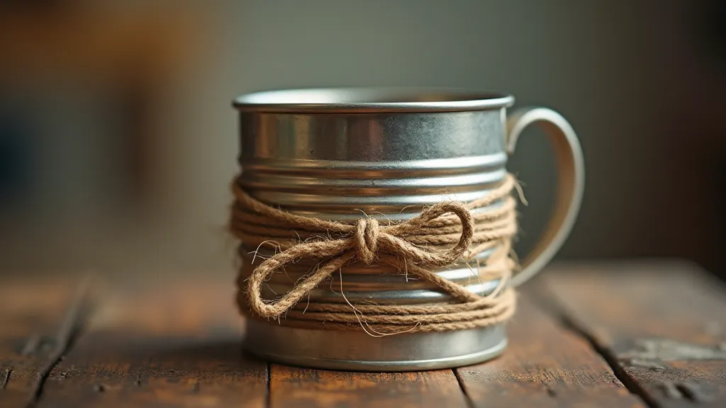 Tin can wrapped with twine.