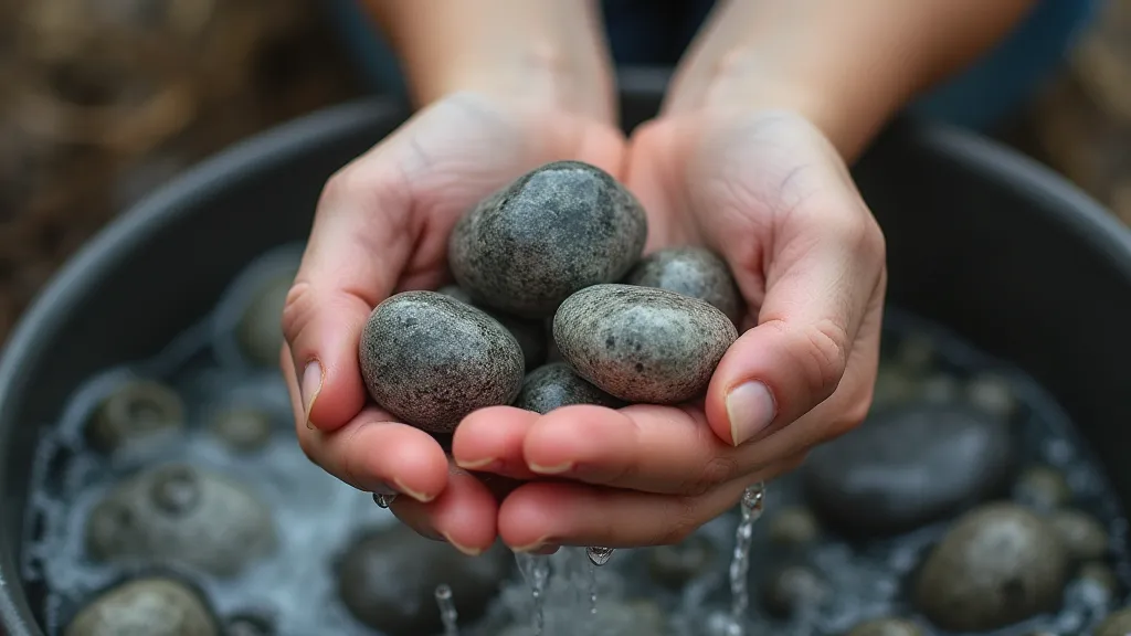 Rocks being washed